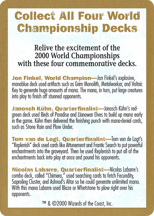 2000 World Championships Ad (WCD-000) - World Championship Decks 2000
