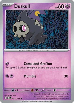 Duskull 035/131  - Reverse Holofoil SV Prismatic Evolutions - Common