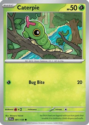 Caterpie 001/159  - Reverse Holofoil SV09 Journey Together - Common
