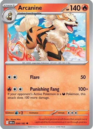 Arcanine 028  - Reverse Holofoil SV10 Destined Rivals - Uncommon