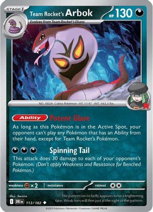 Team Rocket's Arbok 113  SV10 Destined Rivals - Uncommon