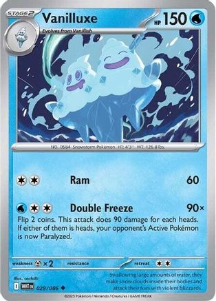 Vanilluxe 029/086  - Reverse Holofoil SV White Flare - Uncommon