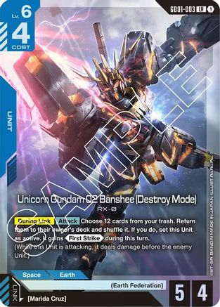 Unicorn Gundam 02 Banshee (Destroy Mode) (GD01-003) - Newtype Rising Holofoil