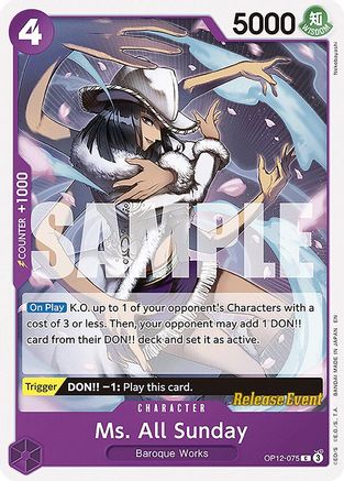 Ms. All Sunday (OP12-075) - Legacy of the Master Release Event Cards