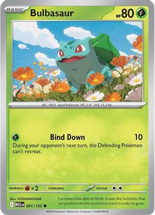 Bulbasaur 001/132  - Reverse Holofoil ME01 Mega Evolution - Common