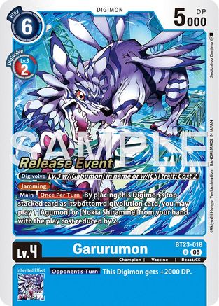 Garurumon (BT23-018) - Hackers' Slumber Release Event Cards