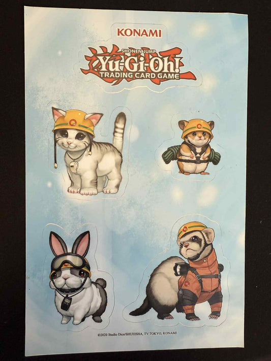 KONAMI YU-GI-OH! RESCUE SQUAD STICKER SHEET - CAT, HAMSTER, BUNNY, FERRET