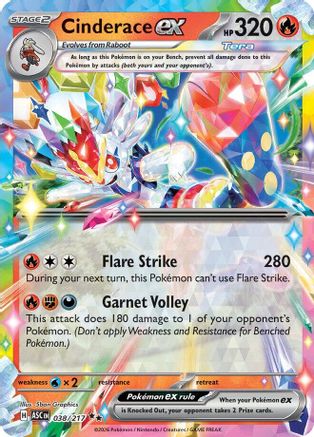 Cinderace ex 038  - Holofoil ME Ascended Heroes - Double Rare