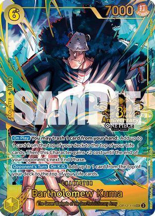 Bartholomew Kuma (Japanese Version 3rd Anniversary Set) (OP12-119) - One Piece Promotion Cards Foil