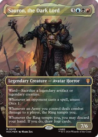 Sauron, the Dark Lord (Borderless) (Surge Foil) (HOC-076) - The Hobbit: Eternal-Legal Foil