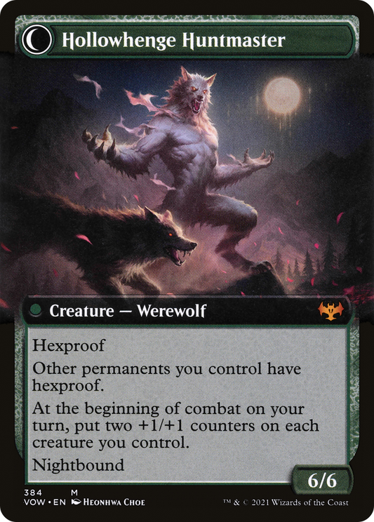 Avabruck Caretaker // Hollowhenge Huntmaster (VOW-384) - Innistrad: Crimson Vow: (Extended Art, Double Faced Transform) Foil
