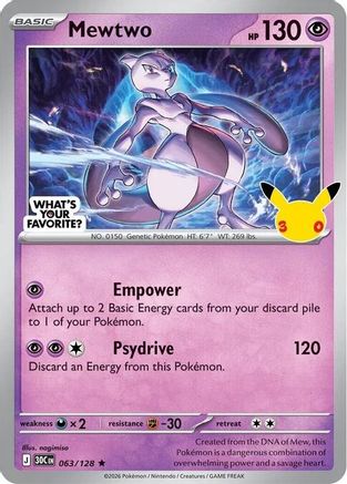 Mewtwo (What's Your Favorite Stamp) 063/128  - Holofoil Miscellaneous Cards & Products - Rare