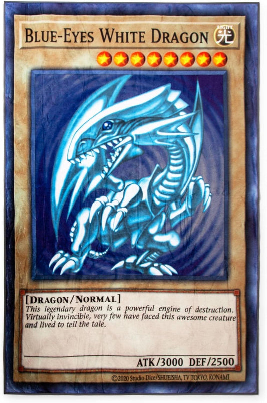 YU-GI-OH! BLUE-EYES WHITE DRAGON DOUBLE SIDED CARD FLEECE THROW BLANKET 45X65 INCHES