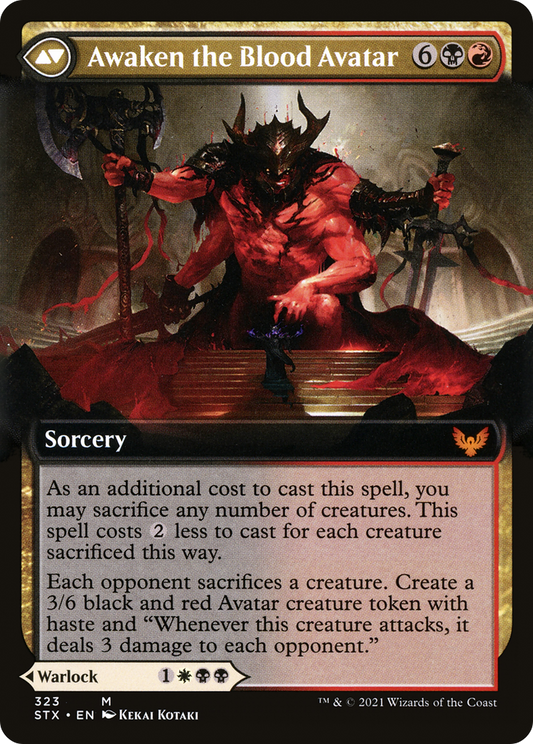 Extus, Oriq Overlord // Awaken the Blood Avatar (STX-323) - Strixhaven: School of Mages: (Extended Art) Foil