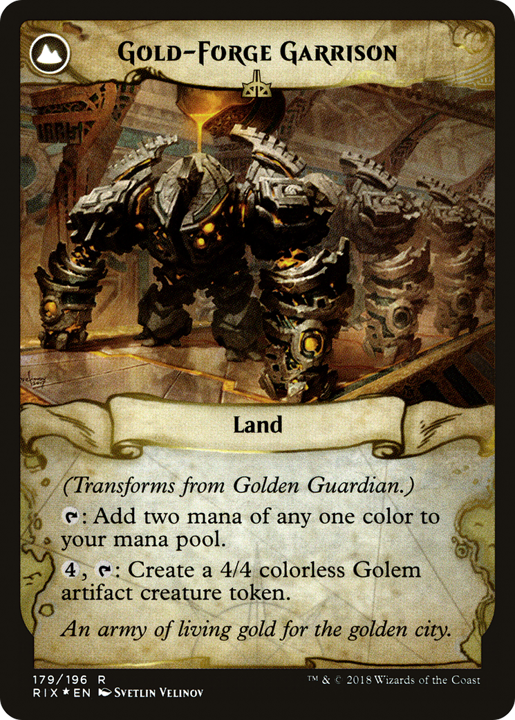 Golden Guardian // Gold-Forge Garrison (PRE-179S) - Rivals of Ixalan Promos: (compasslanddfc) Foil