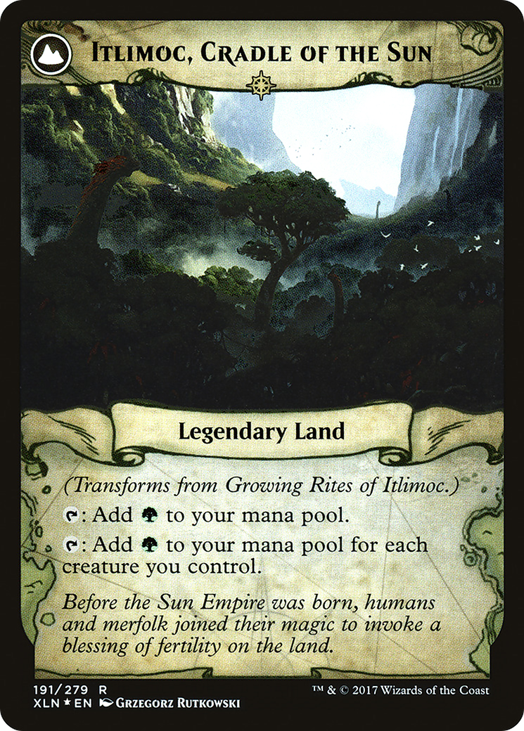 Growing Rites of Itlimoc // Itlimoc, Cradle of the Sun (PRE-191S) - Ixalan Promos: (compasslanddfc) Foil