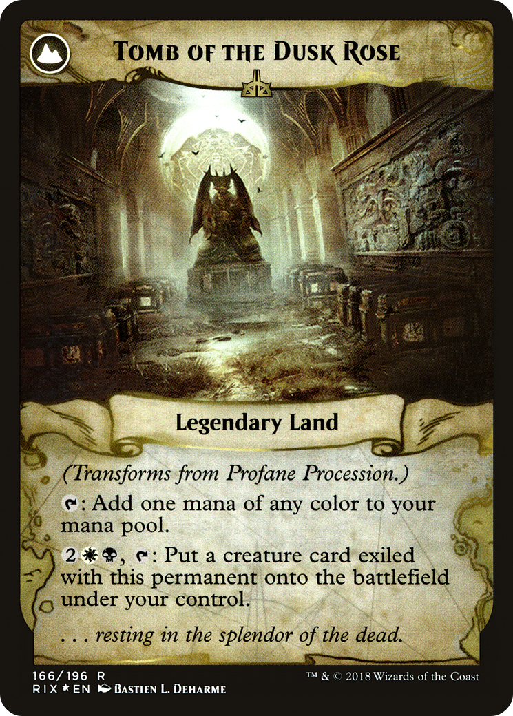 Profane Procession // Tomb of the Dusk Rose (PRE-166S) - Rivals of Ixalan Promos: (compasslanddfc) Foil
