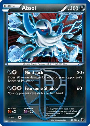Absol (Team Plasma) 067/116  - Reverse Holofoil Plasma Freeze - Holo Rare