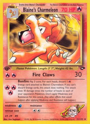 Blaine's Charmeleon 031/132  - Unlimited Gym Challenge - Uncommon