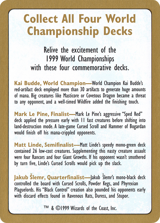 1999 World Championships Ad (WCD-000) - World Championship Decks 1999