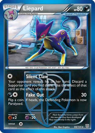 Liepard (Team Plasma) 084  - Reverse Holofoil Plasma Storm - Rare