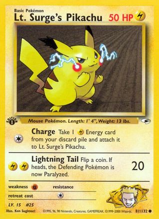 Lt. Surge's Pikachu 081/132  - Unlimited Gym Heroes - Common