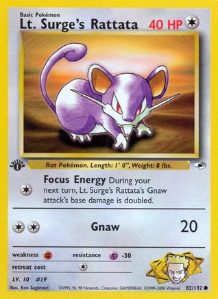 Lt. Surge's Rattata 082/132  - Unlimited Gym Heroes - Common