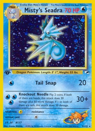 Misty's Seadra 009/132  - Unlimited Holofoil Gym Heroes - Holo Rare