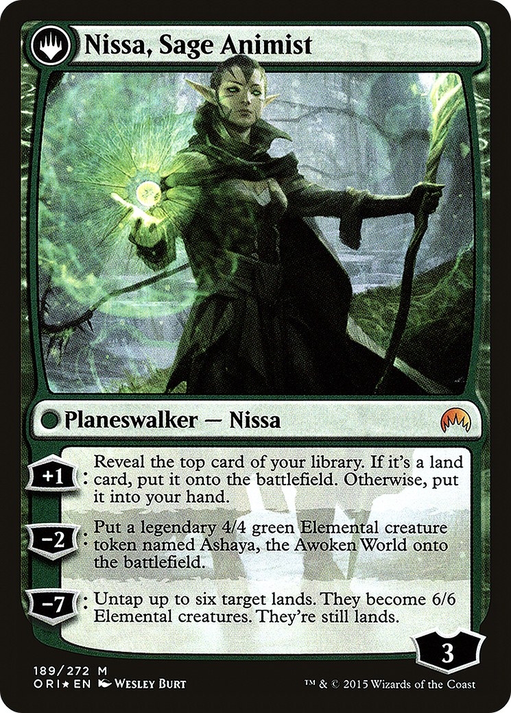 Nissa, Vastwood Seer // Nissa, Sage Animist (PRE-189S) - Magic Origins Promos: (originpwdfc) Foil