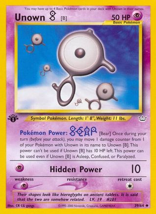 Unown [B] 039/64  - Unlimited Neo Revelation - Uncommon