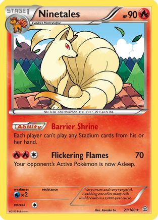 Ninetales 021/160  - Reverse Holofoil XY  Primal Clash - Rare