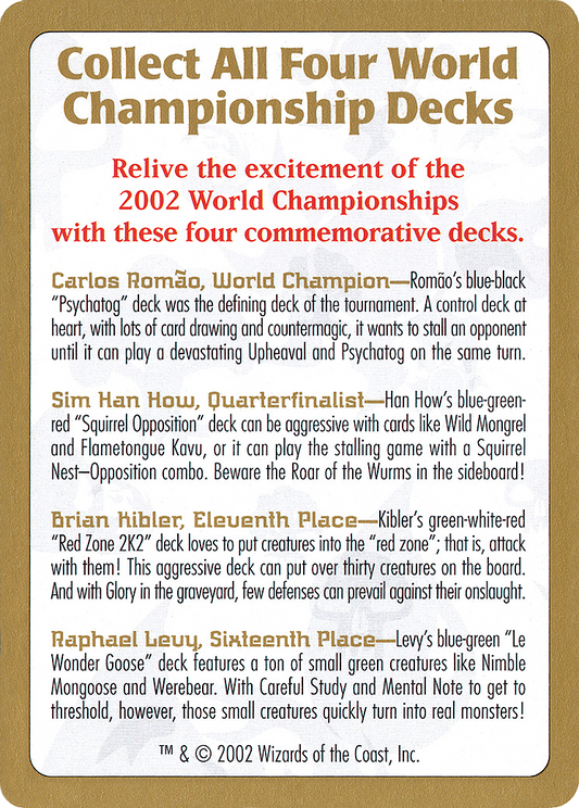 2002 World Championships Ad (WCD-000) - World Championship Decks 2002