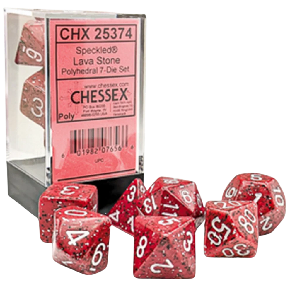 Chessex - 7PC - Speckled - Lava Stone