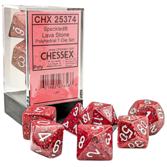 Chessex - 7PC - Speckled - Lava Stone