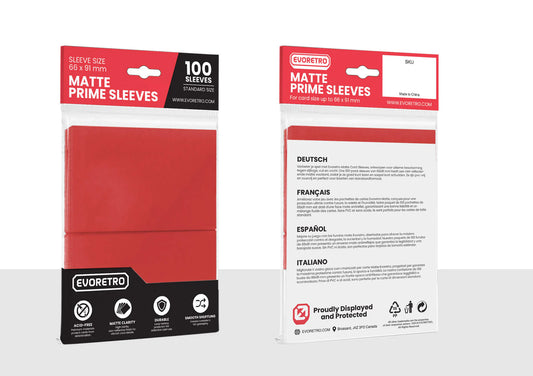 EVORETRO Matte Card Sleeves Standard Size Glare-Free Red