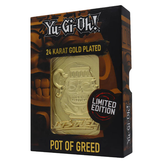 Yu-Gi-Oh! LIMITED EDITION 24 KARAT GOLD PLATED POT OF GREED METAL CARD