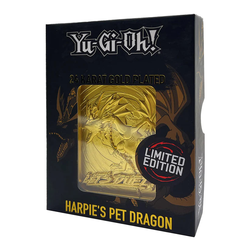 Yu-Gi-Oh! LIMITED EDITION 24 KARAT GOLD PLATED HARPIE'S PET DRAGON METAL CARD