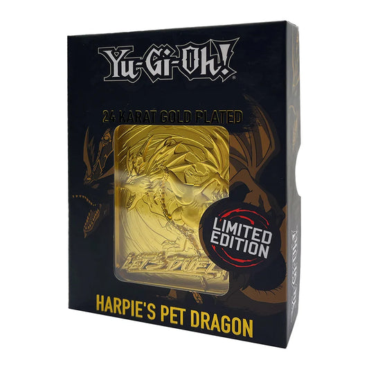 Yu-Gi-Oh! LIMITED EDITION 24 KARAT GOLD PLATED HARPIE'S PET DRAGON METAL CARD