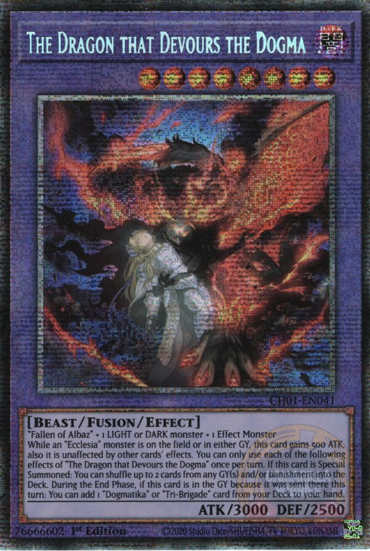 The Dragon that Devours the Dogma (Starlight Rare) (CH01-EN041) - THE CHRONICLES DECK: The Fallen & The Virtuous (All-Foil Edition) 1st Edition