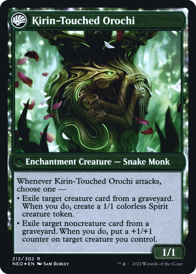 Teachings of the Kirin // Kirin-Touched Orochi (PRE-212S) - Kamigawa: Neon Dynasty Promos: (fandfc, enchantment) Foil