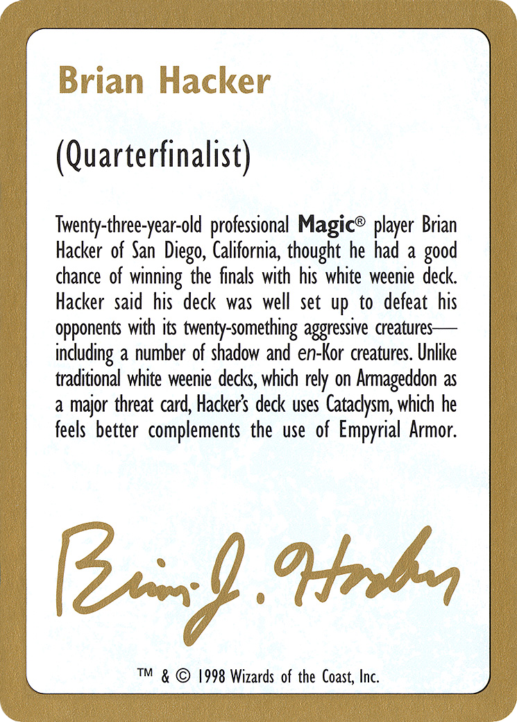 Brian Hacker Bio (WCD-BH0A) - World Championship Decks 1998