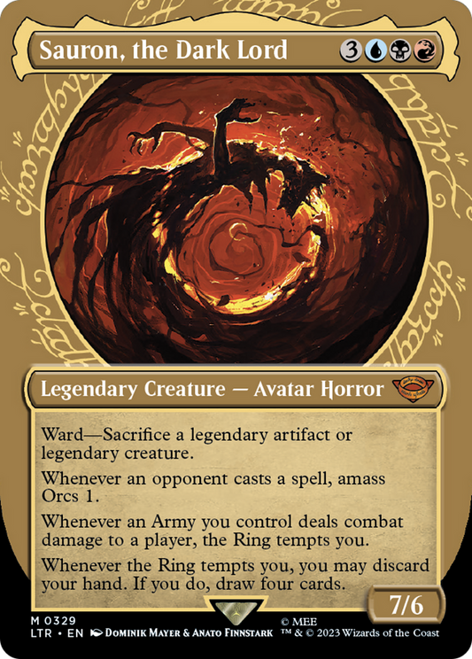 Sauron, the Dark Lord (LTR-329) - The Lord of the Rings: Tales of Middle-earth: (Showcase) (Borderless) Foil