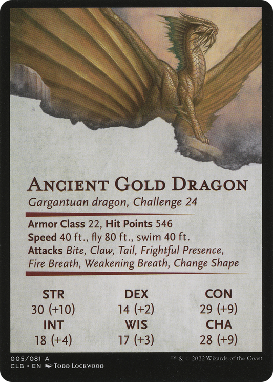 Ancient Gold Dragon // Ancient Gold Dragon (ACLB-005) - Battle for Baldur's Gate Art Series (Borderless)