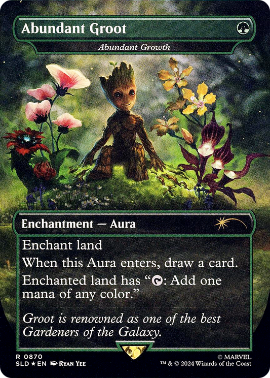 Abundant Growth (SLD-870) - Secret Lair Drop / Abundant Groot (Borderless) Foil