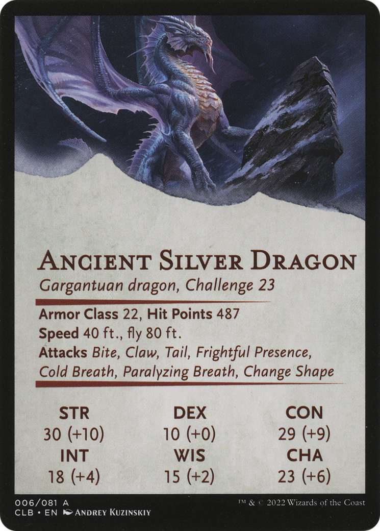 Ancient Silver Dragon // Ancient Silver Dragon (ACLB-006) - Battle for Baldur's Gate Art Series (Borderless) Foil