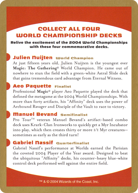 2004 World Championships Ad (WCD-000) - World Championship Decks 2004