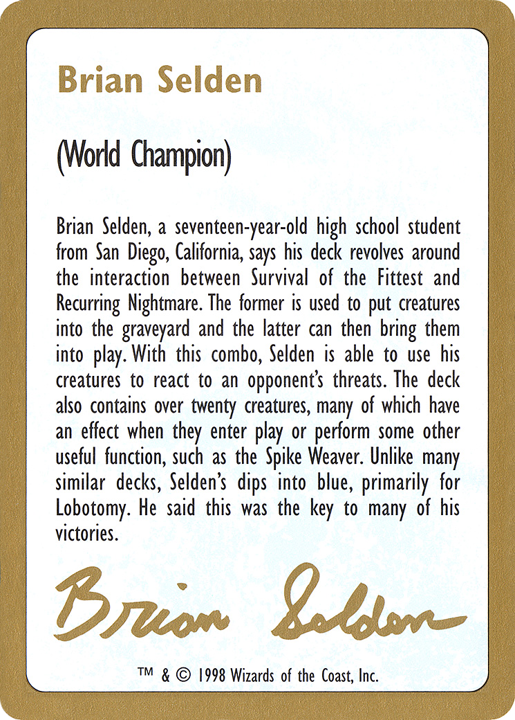 Brian Selden Bio (WCD-BS0A) - World Championship Decks 1998