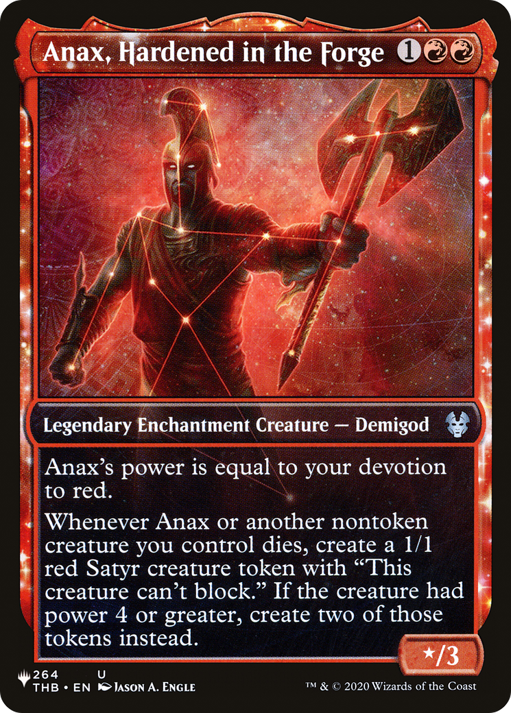 Anax, Hardened in the Forge (LIST-THB-264) - The List: (enchantment, Showcase)