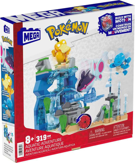 MEGA Pokémon Aquatic Adventure Building Toy Kit, with 3 Action Figures (319 Pieces) for Kids