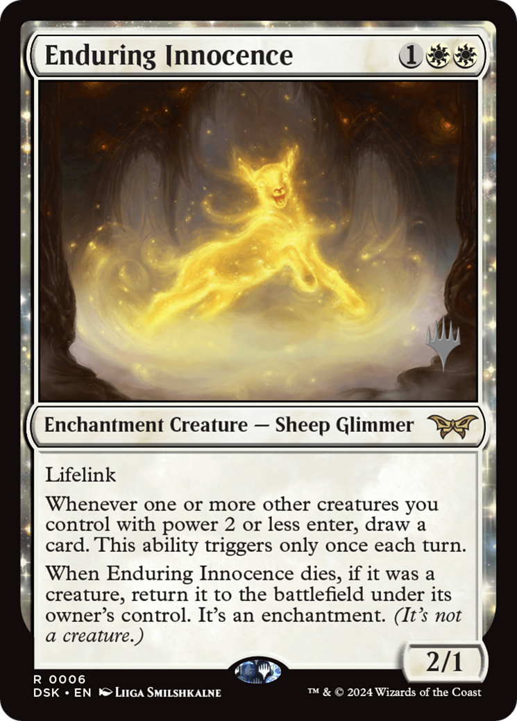 Enduring Innocence (PPDSK-06P) - Duskmourn: House of Horror Promos: (enchantment)